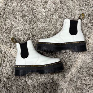 Dr. Martens Boots Women's Size 8 2976 Quad Chelsea White Leather